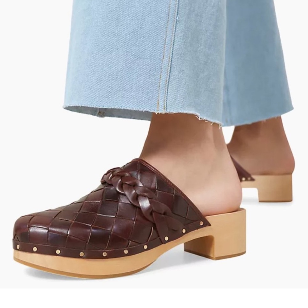 Loeffler Randall Brown Woven Leather Clogs
